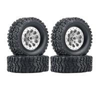 RC Accesorios para WPL C14 C24 B14 B24 B36 4 Uds Borde para Cubo Rueda Beadlock Y Neumático Goma Piezas Mejora Coche RC Metal Modelos Juguete(Silver)