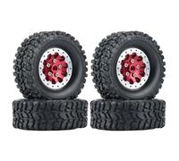 RC Accesorios para WPL C14 C24 B14 B24 B36 4 Uds Borde para Cubo Rueda Beadlock Y Neumático Goma Piezas Mejora Coche RC Metal Modelos Juguete(Red)