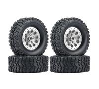 RC Accesorios para WPL para MN para MN99S C14 C24 B14 B24 B36 D90 4 Uds Llanta para Cubo Rueda con Abalorios Metal Y Neumático Goma Piezas Mejora Coche RC(Silver,Set)