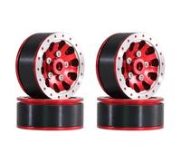 RC Accesorios para WPL para MN para MN99S C14 C24 B14 B24 B36 D90 4 Uds Llanta para Cubo Rueda con Abalorios Metal Y Neumático Goma Piezas Mejora Coche RC(Red,Hub)