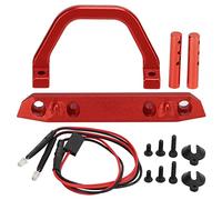 RC Aluminum Front Bumper with LED Illumination | Resilient Guard for Axial SCX24 1/24 RC Car | Metal Bumper Accessories for Off - Road/Crawler/Rock Racing (Red R)