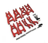 Rc Brazo SuspensióN Para Tamiya Denko Para Fighter Para Nxgen DT04 58741 DT03 58587 58628 1/10 Parte Delantera Metal Trasera Arriba Abajo Brazos Oscilantes Piezas De Coche RC(Red)