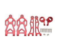 RC Car Front Upper Lower Suspension Arms, Aluminum Alloy RC Front Swing Arm Set with Steering Cups and Ball Heads, Replacement for SCY 1/16 16101PRO 16102 16103 16201 Remote Contro (Roja)