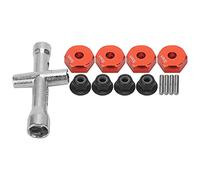 RC Car Wheel Hex Adapter Set | 12mm 5mm Thick with Secure Grip Nut & Cross Wrench | Aluminum Alloy Upgrade for 1/10 Scale RC Cars/Trucks/Buggies (Red)