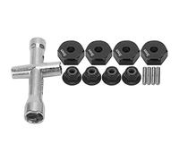 RC Car Wheel Hex Adapter Set | 12mm 5mm Thick with Secure Grip Nut & Cross Wrench | Aluminum Alloy Upgrade for 1/10 Scale RC Cars/Trucks/Buggies (Black)