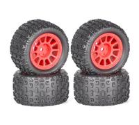 RC Coche Goma Ruedas Compatible con Arrma para Granite para Grom para Typhon 1/18 RC Piezas De Mejora De Coche Accesorios Neumáticos De Goma De 74mm Neumático De Rueda Hexagonal De 12mm(Red)