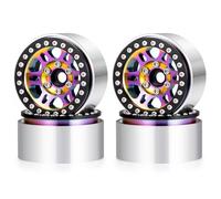 RC Coche Goma Ruedas Compatible con Axial para SCX10 para TRX-4 D90 1/10 RC Coche Camión Mejora Piezas Accesorios 4 Uds 1,9 "Beadlock Llantas De Ruedas Bujes(Colorful)