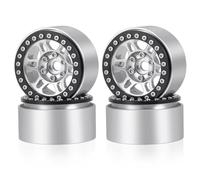 RC Coche Goma Ruedas Compatible con Axial para SCX10 Traxxas-4 D90 1/10 Coche Trepador Control Remoto Piezas Mejora Camión Accesorios Llantas Ruedas Beadlock 1,9 Pulgadas(Silver)