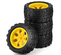 RC Coche Goma Ruedas Compatible con Traxxas para SCX10 para HPI para HSP para Tamiya 1/10 RC Monster Piezas De Coche Accesorios 12mm para Cubo De Rueda Neumáticos Hot Wheels(Yellow)