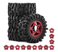RC Coche Goma Ruedas Compatible con Traxxas para Slash para ARRMA para SENTON 1/10 RC Piezas De Mejora De Camión De Recorrido Corto Accesorios Neumáticos De 109mm con Rueda Hexagonal(Red)