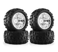 RC Coche Goma Ruedas Para Losi Para LMT Para Arrma Para Kraton Para Traxxas USA-1 1/8 4 Piezas Para Neumáticos Para Buggy Rueda 156Mm Piezas Monster Truck Hexagonales 17Mm(Silver)