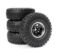 RC Coche Goma Ruedas Para Traxxas Para TRX4 D90 D110 Para Axial Para SCX10 Para MST 1/10 Juego 4 Llantas Goma De Metal Con Bloqueo De Cuentas De 115 Mm Y 1,9 Pulgadas Coche RC Crawler(Black)