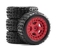 RC Coche NeumáTico Piezas Compatible con Arrma para Typhon para Grom 1/18 RC Car Upgrade Parts Accesorios 4 Piezas 69 Mm Neumático De Goma Neumático 12 Mm Hex(Red)
