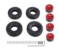 RC Coche NeumáTico Piezas Compatible con MN D90 98 99S 78 82 para WPL C14 C24 C34 1/2 1/16 RC Piezas De Mejora De Coche Accesorios para Tipo Clip Neumático Suave Piel Metal(Red)