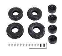 RC Coche NeumáTico Piezas Compatible con MN D90 98 99S 78 82 para WPL C14 C24 C34 1/2 1/16 RC Piezas De Mejora De Coche Accesorios para Tipo Clip Neumático Suave Piel Metal(Black)