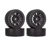 RC Coche NeumáTico Piezas Compatible con Rolly XV02 para TT01 1/10 RC Actualización De Coche Piezas De Repuesto Accesorios 12mm Hex 68mm Neumáticos De Goma con Llantas(Black)
