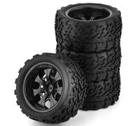 RC Coche NeumáTico Piezas Compatible con Traxxas para SCX10 para HPI para HSP para Tamiya 1/10 RC Monster Piezas De Coche Accesorios 12mm para Cubo De Rueda Neumáticos Hot Wheels(Black)