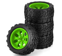 RC Coche NeumáTico Piezas Compatible con Traxxas para SCX10 para HPI para HSP para Tamiya 1/10 RC Monster Piezas De Coche Accesorios 12mm para Cubo De Rueda Neumáticos Hot Wheels(Green)