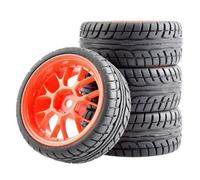 RC Coche NeumáTico Piezas Compatible con WLtoys 144001 1/18 1/16 1/10 RC Piezas De Mejora De Coche Accesorios 4 Uds Neumáticos De Goma Llantas De Ruedas 12mm para Cubo Hexagonal(Red)