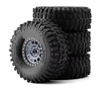 Rc Coche NeumáTico Piezas Para Axial Para SCX10 Para MJX H8H 1/8 1/10 4 Bujes De Rueda Con Clip Metálico De 2,2" Para Coche De Escalada RC Juego De Accesorios De Actualización(Titanium color)