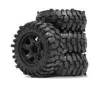 RC Coche NeumáTico Piezas para Axial para SCX10 Pro para Capra para Traxxas para TRX4 D90 1/10 Juego 4 Bujes Rueda ABS 88 Mm Y 1,9" Neumáticos Goma Blanda Coche RC Crawler(Black)