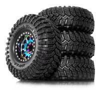 Rc Coche NeumáTico Piezas Para Axial Para SCX10 Pro Para Capra Para Traxxas Para TRX4 D90 1/10 Juego 4 Llantas Metal 115 Mm Profundas 1,9" Con Bloqueo Cuentas Para Coche RC Crawler(Colorful)