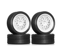 RC Coche NeumáTico Piezas para HPI para Kyosho para Tamiya XV02 XV01 TA06 para TT01 para TT02 PTG2 1/10 Ruedas Neumáticos Goma 12mm Hex Coche RC para Rally Carreras(White)
