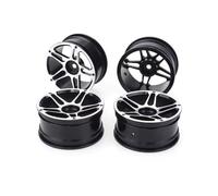 RC Coche NeumáTico Piezas para HSP para Tamiya para HPI para Kyosho para Sakura 110 4 Piezas 1/10 52MM para Cubo Rueda Aleación Aluminio Metal 1,9 Pulgadas Llanta Coche Escalada RC(Black)