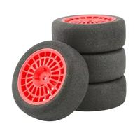 RC Coche NeumáTico Piezas para Kyosho para HSP para HPI para RGT para LC PTG-2 para Tamiya para TT02 1/10 Juego De 4 Ruedas Y Neumáticos 68 X 26 Mm para Coche RC Piezas Carreras(Red)