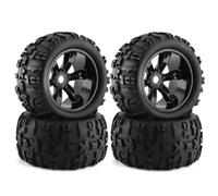 RC Coche NeumáTico Piezas para Losi para LMT para Arrma para Kraton para Traxxas para Maxx para E-Revo para Kyosho USA-1 4 Piezas 1/8 Neumáticos Rueda 156 Mm Hexágono 17 Camión RC(Black)
