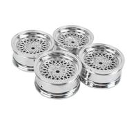 RC Coche NeumáTico Piezas para Tamiya para HSP para HPI 94123/122 1/10 4 Piezas Flat Run Drift Llantas Ruedas Neumáticos Buje Coche RC Accesorios Actualizaciones Reemplazo Reparación(Silver)