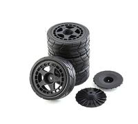 RC Coche NeumáTico Piezas para Tamiya para TT02 XV01 para HSP para HPI para Kyosho para WLtoys 1/10 Abs Llanta Rueda Neumático Goma 26 Mm RC para Rally Carreras Repuesto(Black)