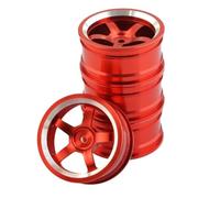 RC Coche NeumáTico Piezas para Traxxas para HSP 94123 94122 para Tamiya para HPI para Kyosho para RedCat para Sakura 1/10 4 Llantas Aluminio 52 X 26 Mm RC Carretera(Red)