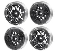 Rc Coche NeumáTico Piezas Para TRX-4M Para Bronco Para Defender 1/18 Para Axial Para SCX24 1/24 4 Piezas Llantas Aluminio 1,0 Pulgadas Bloqueo Cuentas Actualización Modelos Coche RC(Black)