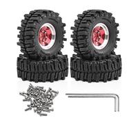 RC Coche NeumáTico Piezas para TRX4M para SCX24 AX24 para FCX24 FCX24M para Ascent-18 1/18 1/24 Neumático Blando Barro 1,3 Pulgadas, 64 X 26 Mm Llanta con Bloqueo Talón Coche RC Crawler(Red)