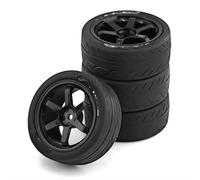 RC Coche Rueda Neumáticos Compatible Con TT01 Para TT02 Para XV01 1/10 RC Cars Pieza De Actualización Para Racing Car 4PCS Neumáticos De 68 Mm En Carretera Para Touring Drift Car Tire Wheel(Black)