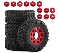 RC Coches Repuestos Para Traxxas Para Slash Para Arrma Para Senton Para Axial SCT10 2WD 1/10 Ruedas Neumáticos Camión Recorrido Corto Con Hexagonales 12 Mm 14 17(Style 5 red)
