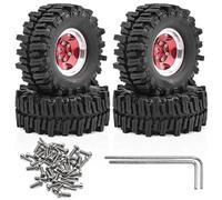 RC Coches Repuestos Para TRX4M Para SCX24 AX24 Para FCX24 FCX24M Para Ascent-18 1/18 1/24 Neumático Blando Para Barro De 1,3 Pulgadas 64x26 Mm Llanta Beadlock RC Crawler(Red)