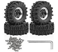 RC Coches Repuestos Para TRX4M Para SCX24 AX24 Para FCX24 FCX24M Para Ascent-18 1/18 1/24 Neumático Blando Para Barro De 1,3 Pulgadas 64x26 Mm Llanta Beadlock RC Crawler(Black)