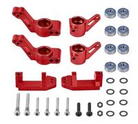 RC Copas DireccióN para Traxxas 2WD para Slash para Stampede para Rustler 1/10 Bloques Ruedas Dirección Delanteras Aluminio Y Kit Soportes Eje Trasero Piezas Coche RC(Red)