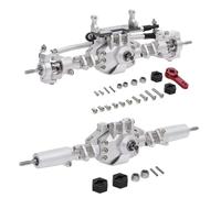 RC Eje Delantero Trasero Compatible con Axial para SCX10 II 90046 90047 RC Crawler Truck, Eje Delantero Y Trasero De Aleación De Aluminio, Eje De Puente RC, Piezas De Repuesto RC(Silver)