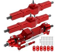 RC Eje Delantero Trasero para WPL B16 B36 para JJRC Q60 Q63 Q64 FY004 6X6 6WD 1/16 Juego 3 Ejes Portales B16 Delantero Medio Trasero De Aluminio Eje Completo RC Ca(Red)