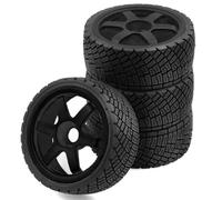 RC Goma Ruedas para ARRMA para TRX4 para Redcat WRC para KM C3 WR8 1/7 1/8 Ruedas Juego Llantas 100mm OD 40mm Ancho 17mm Hexagonal No Adherido Piezas Coche RC(Black)
