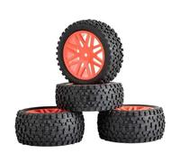 RC Goma Ruedas para HSP para Buggy 1/10 4 Uds Ruedas Goma Neumáticos 12mm Montaje para Cubo Hexagonal RC Todoterreno Modelo Coche Accesorio Piezas Mejora Reemplazo Modificado(Red)