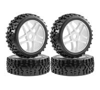 RC Goma Ruedas para HSP para HPI para Kyosho para Redcat para Traxxas para Buggy 1/8 4 Uds Neumáticos 4WD Llantas Hexagonales 17mm RC Coche Todoterreno Escala para Nitro(Silver)