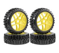 RC Goma Ruedas para HSP para HPI para Kyosho para Redcat para Traxxas para Buggy 1/8 4 Uds Neumáticos 4WD Llantas Hexagonales 17mm RC Coche Todoterreno Escala para Nitro(Yellow)