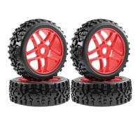 RC Goma Ruedas para HSP para HPI para Kyosho para Redcat para Traxxas para Buggy 1/8 4 Uds Neumáticos 4WD Llantas Hexagonales 17mm RC Coche Todoterreno Escala para Nitro(Red)