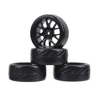 RC Goma Ruedas para Tamiya para Wltoys para HPI para Traxxas para Kyosho para Racing 1/10 4 Uds Ruedas Neumáticos Duros Deriva 12mm Escala Hexagonal RC Carretera Touring Car(Black)
