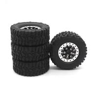 RC Goma Ruedas para WPL C14 C24 B14 B24 B36 para MN D90 para MN99S 4 Uds Llanta Rueda para Cubo con Abalorios Metal Neumático Goma RC Piezas Mejora Coche Modificadas(Black)