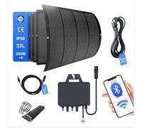 RC Kit 800W para Balkonkraftwerk con correas, 4 paneles solares flexibles de 200W - 800W con inversor conectado a la red WiFi, sistema fotovoltaico completo con enchufe para Balkonkraftwerk 800W